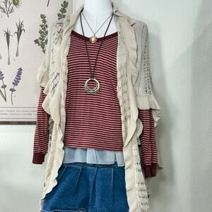 Anthropologie Striped Ribbed Knit Top Shoujo Girl Himekaji Gloomy Coquette S